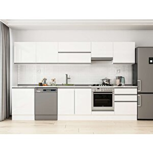 Alvinka 320x210 Cm High Gloss Mutfak Dolabı Beyaz Beyaz M-e80s60s60-1 Beyaz