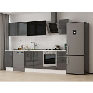 290x210 Cm High Gloss Mutfak Dolabı Beyaz Antrasıt M-e90s40s40-3 Antrasit