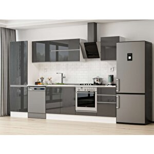 Alvinka 320x210 Cm High Gloss Mdf Mutfak Dolabı Beyaz Antrasıt Mb-e90b60s50-2 Antrasit
