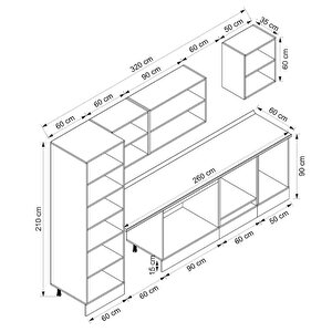 Alvinka 320x210 Cm High Gloss Mdf Mutfak Dolabı Beyaz Antrasıt Mb-e90b60s50-2