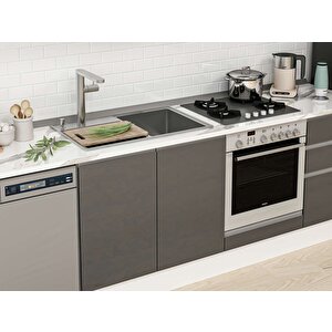 Alvinka 310x210 Cm High Gloss Mdf Mutfak Dolabı Beyaz Antrasıt M-e80s60s50-2 Antrasit