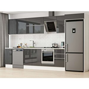 Alvinka 365x222 Cm High Gloss Mdf Mutfak Dolabı Beyaz Antrasıt Mb-e80s40s45-2 Antrasit