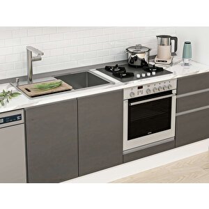 Alvinka 365x222 Cm High Gloss Mdf Mutfak Dolabı Beyaz Antrasıt Mb-e80s40s45-2 Antrasit