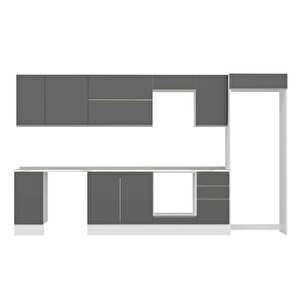 Alvinka 365x222 Cm High Gloss Mdf Mutfak Dolabı Beyaz Antrasıt Mb-e80s40s45-2