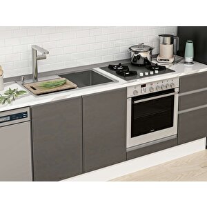 Alvinka 285x210 Cm High Gloss Mdf Mutfak Dolabı Beyaz Antrasıt M-e80s45s40-2 Antrasit