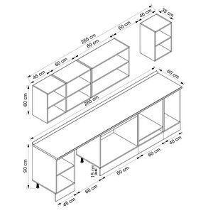 Alvinka 285x210 Cm High Gloss Mdf Mutfak Dolabı Beyaz Antrasıt M-e80s45s40-2