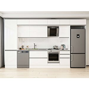 Alvinka 390x240 Cm High Gloss Mutfak Dolabı Beyaz Beyaz Mbb-e80b60s50-2 Beyaz
