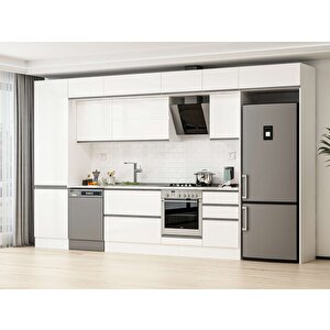 Alvinka 390x240 Cm High Gloss Mutfak Dolabı Beyaz Beyaz Mbb-e80b60s50-2 Beyaz