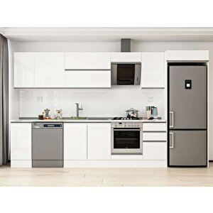 Alvinka 365x222 Cm High Gloss Mdf Mutfak Dolabı Beyaz Beyaz Mb-e80s40s45-2 Beyaz