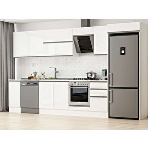 Alvinka 365x222 Cm High Gloss Mdf Mutfak Dolabı Beyaz Beyaz Mb-e80s40s45-2 Beyaz