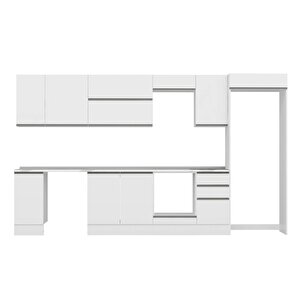 Alvinka 365x222 Cm High Gloss Mdf Mutfak Dolabı Beyaz Beyaz Mb-e80s40s45-2