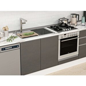 Alvinka 330x210 Cm High Gloss Mutfak Dolabı Beyaz Antrasıt M-e90s60s60-1 Antrasit