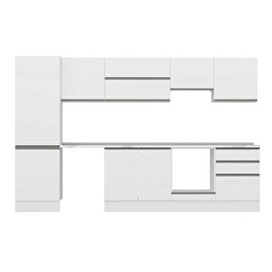 Alvinka 330x210 Cm High Gloss Mutfak Dolabı Beyaz Antrasıt M-e90s60s60-1