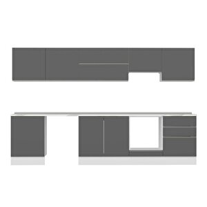 Alvinka 330x210 Cm High Gloss Mutfak Dolabı Beyaz Antrasıt M-e90s60s60-1
