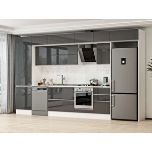 Alvinka 390x240 Cm High Gloss Mutfak Dolabı Beyaz Antrasıt Mbb-e80b60s50-2 Antrasit