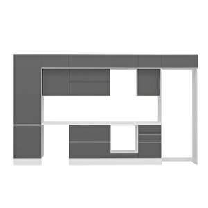 Alvinka 390x240 Cm High Gloss Mutfak Dolabı Beyaz Antrasıt Mbb-e80b60s50-2
