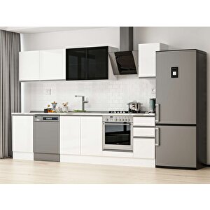 Alvinka 290x210 Cm High Gloss Mutfak Dolabı Beyaz Beyaz M-e80s50s40-3 Beyaz