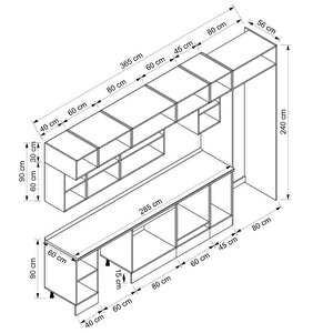 Alvinka 365x240 Cm High Gloss Mdf Mutfak Dolabı Beyaz Beyaz Mb-e80s40s45-2