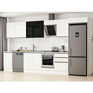 Alvinka 390x222 Cm High Gloss Mdf Mutfak Dolabı Beyaz Beyaz Mb-e80s50s60-3 Beyaz