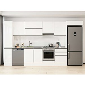 Alvinka 380x222 Cm High Gloss Mdf Mutfak Dolabı Beyaz Beyaz Mbb-e80b40s60-1 Beyaz