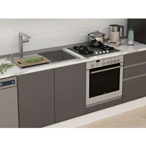 Alvinka 300x210 Cm High Gloss Mutfak Dolabı Beyaz Antrasıt M-e90s40s50-2 Antrasit