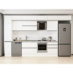 Alvinka 390x240 Cm High Gloss Mdf Mutfak Dolabı Beyaz Beyaz Mbb-e90b40s60-2 Beyaz