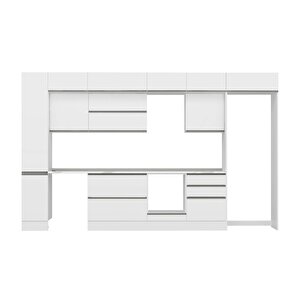 Alvinka 390x240 Cm High Gloss Mdf Mutfak Dolabı Beyaz Beyaz Mbb-e90b40s60-2