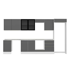 Alvinka 390x222 Cm High Gloss Mdf Mutfak Dolabı Beyaz Antrasıt Mb-e80s50s60-3