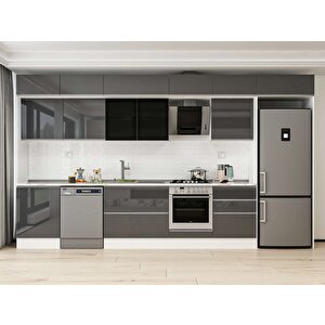 Alvinka 400x240 Cm High Gloss Mutfak Dolabı Beyaz Antrasıt Mb-e80s60s60-3 Antrasit