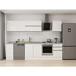 Alvinka 300x210 Cm High Gloss Mutfak Dolabı Beyaz Beyaz M-e90s40s50-2 Beyaz