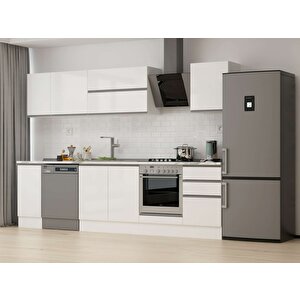 Alvinka 300x210 Cm High Gloss Mutfak Dolabı Beyaz Beyaz M-e90s40s50-2 Beyaz