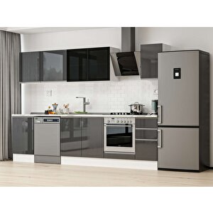 Alvinka 290x210 Cm High Gloss Mutfak Dolabı Beyaz Antrasıt M-e80s50s40-3 Antrasit