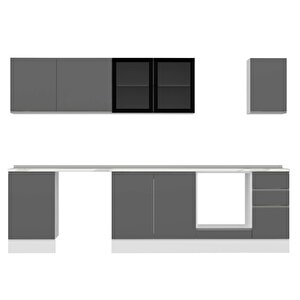 Alvinka 290x210 Cm High Gloss Mutfak Dolabı Beyaz Antrasıt M-e80s50s40-3