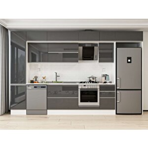 380x240 Cm High Gloss Mdf Mutfak Dolabı Beyaz Antrasıt Mbb-e90b45s45-2 Antrasit