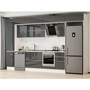 380x240 Cm High Gloss Mdf Mutfak Dolabı Beyaz Antrasıt Mbb-e90b45s45-2 Antrasit