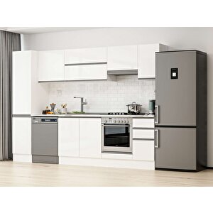 295x210 Cm High Gloss Mdf Mutfak Dolabı Beyaz Beyaz Mb-e90b45s40-1 Beyaz