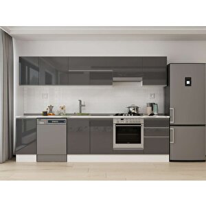 300x210 Cm High Gloss Mutfak Dolabı Beyaz Antrasıt M-e90s40s50-1 Antrasit