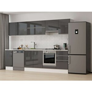 300x210 Cm High Gloss Mutfak Dolabı Beyaz Antrasıt M-e90s40s50-1 Antrasit