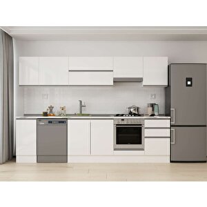 300x210 Cm High Gloss Mutfak Dolabı Beyaz Beyaz M-e90s40s50-1 Beyaz