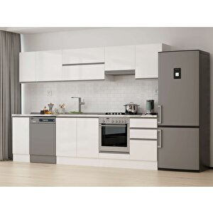 300x210 Cm High Gloss Mutfak Dolabı Beyaz Beyaz M-e90s40s50-1 Beyaz