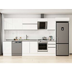 385x222 Cm High Gloss Mdf Mutfak Dolabı Beyaz Beyaz Mb-e90s50s45-2 Beyaz