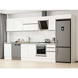 385x222 Cm High Gloss Mdf Mutfak Dolabı Beyaz Beyaz Mb-e90s50s45-2 Beyaz