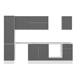 Alvinka 290x210 Cm High Gloss Mutfak Dolabı Beyaz Antrasıt Mb-e80b45s45-2