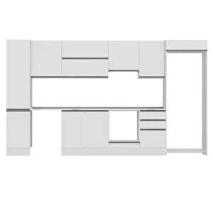 Alvinka 375x222 Cm High Gloss Mutfak Dolabı Beyaz Beyaz Mbb-e80b45s50-1