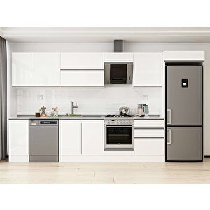390x222 Cm High Gloss Mutfak Dolabı Beyaz Beyaz Mb-e90s40s60-2 Beyaz