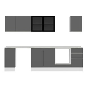Alvinka 295x210 Cm High Gloss Mutfak Dolabı Beyaz Antrasıt M-e90s40s45-3