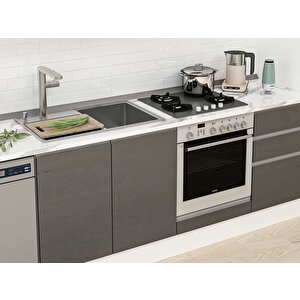 Alvinka 370x222 Cm High Gloss Mdf Mutfak Dolabı Beyaz Antrasıt Mb-e80s40s50-3 Antrasit