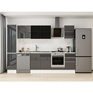 Alvinka 285x210 Cm High Gloss Mdf Mutfak Dolabı Beyaz Antrasıt Mb-e80b40s45-3 Antrasit