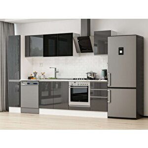 Alvinka 285x210 Cm High Gloss Mdf Mutfak Dolabı Beyaz Antrasıt Mb-e80b40s45-3 Antrasit