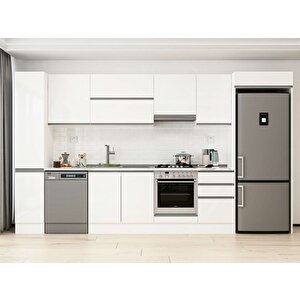 Alvinka 370x222 Cm High Gloss Mdf Mutfak Dolabı Beyaz Beyaz Mbb-e80b40s50-1 Beyaz